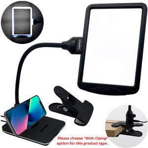 MagniPros magnifier With Clamp 3X Magnifier Lamp with Tablet Stands & USB Charging Port for Reading, Painting, Sewing & Needle Crafts, Puzzle & Hobby Fans